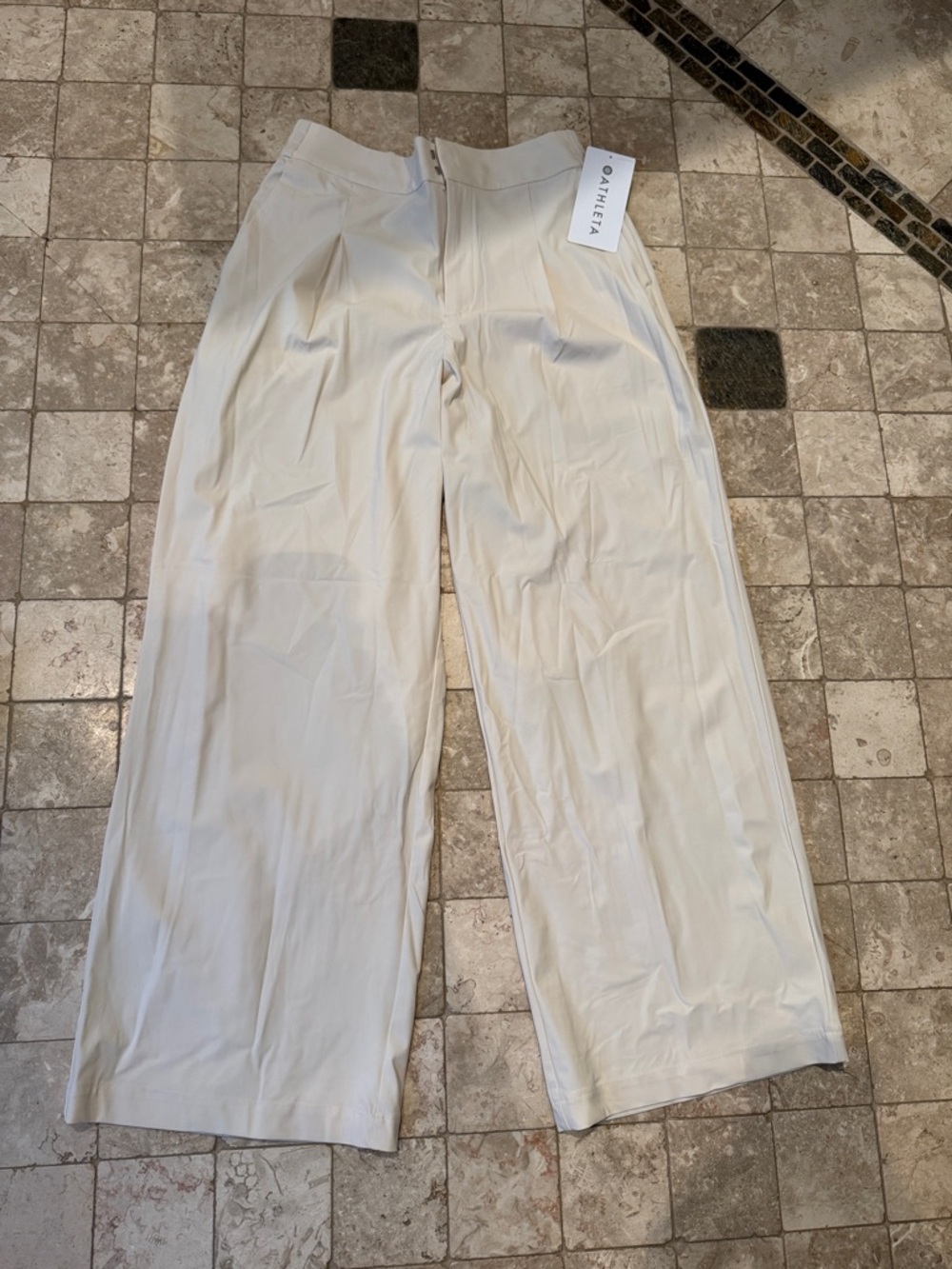 Athleta Wide-Leg Pleated Trousers in Cream-pinnacle trousers